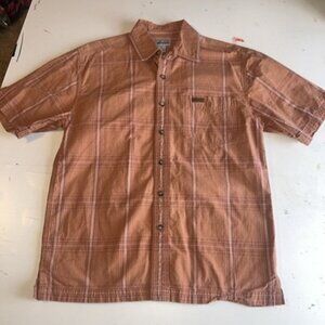 Carhartt Men’s Orange Plaid Short Sleeve Cotton Ripstop Shirt in Size Med